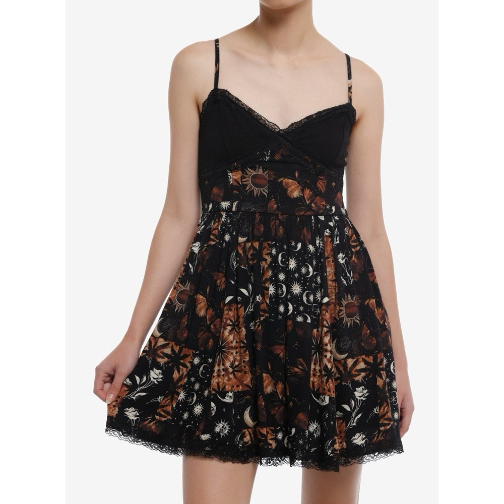 Hot Topic Black Celestial Sun & Moon Mini Dress
